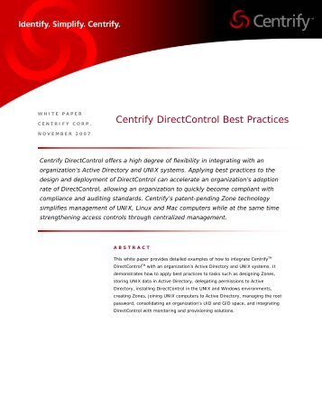 Centrify DirectControl Best Practices - Cerberis