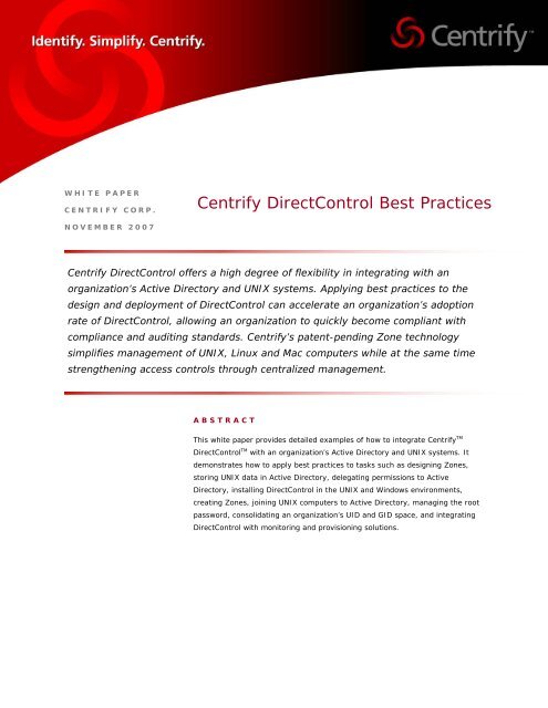 Centrify DirectControl Best Practices - Cerberis