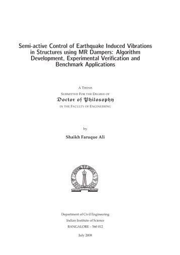 Semi-active Control of Earthquake Induced Vibrations in Structures ...