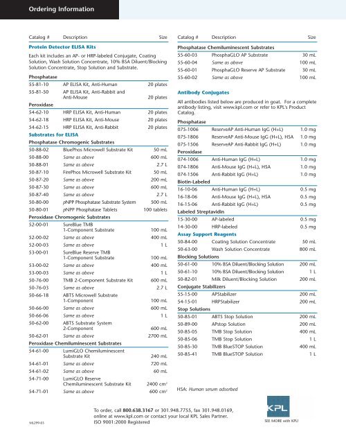 KPL ELISA Brochure