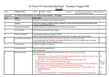 Agenda - Te Totara Primary School