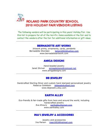 rpcs website vendor list - Roland Park Country School