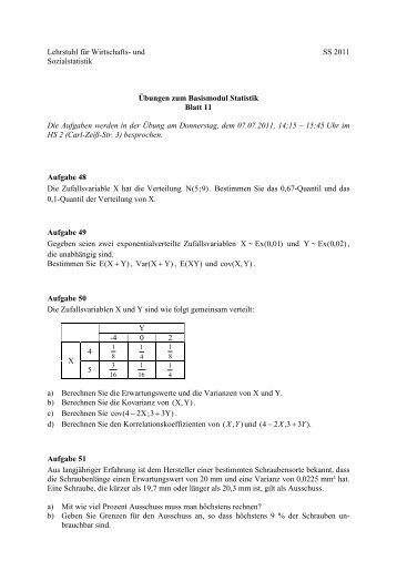 Aufgabe 11 - und Sozialstatistik