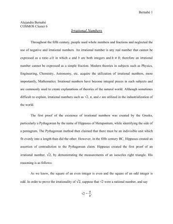 Irrational Numbers - COSMOS