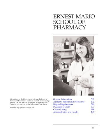 ernest mario school of pharmacy - Catalogs - Rutgers, The State ...