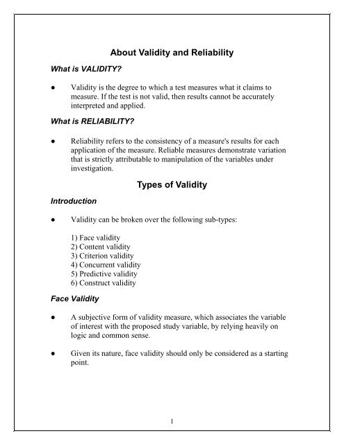 About Validity and Reliability - Atrium