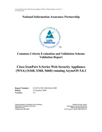 Cisco IronPort S-Series Web Security Appliance - Common Criteria