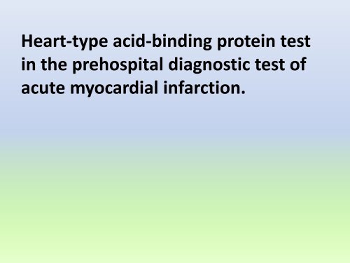 Enzymatic and non- enzymatic bio marker in Early diagnosis of MI