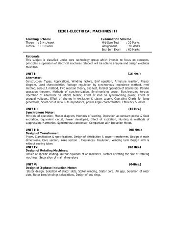 EE301-ELECTRICAL MACHINES III