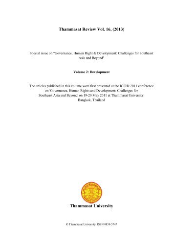 Thammasat Review Vol. 16, (2013) Thammasat University