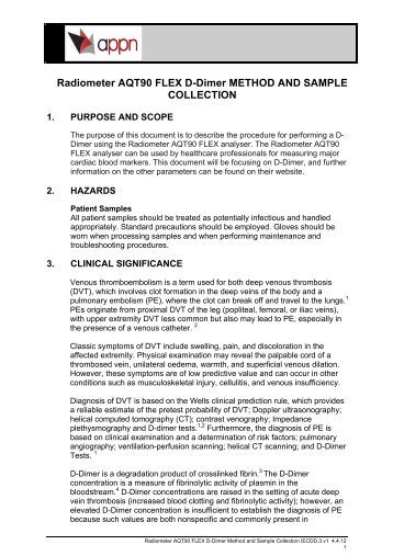Radiometer AQT90 FLEX D-Dimer METHOD AND SAMPLE ... - appn