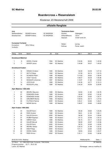 JO Meisterschaft 2009 - Schneesportclub Madrisa Klosters