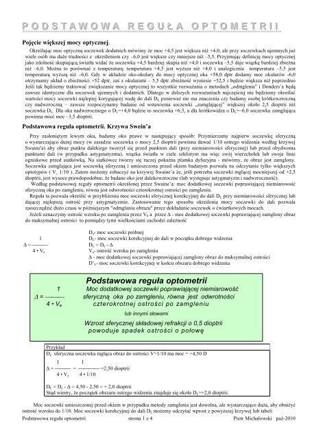 Podstawowa reguÅa optometrii - Optimed