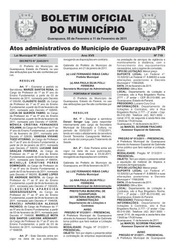 Boletim Oficial 719 - Prefeitura de Guarapuava