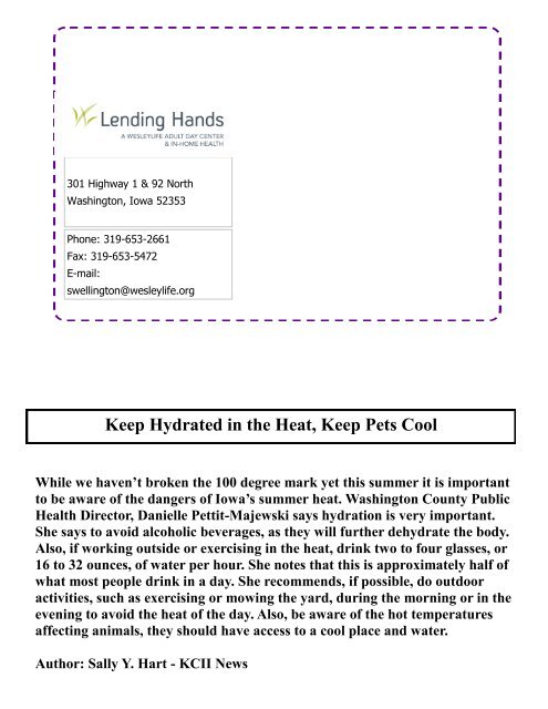 Lending Hands Happenings - WesleyLife