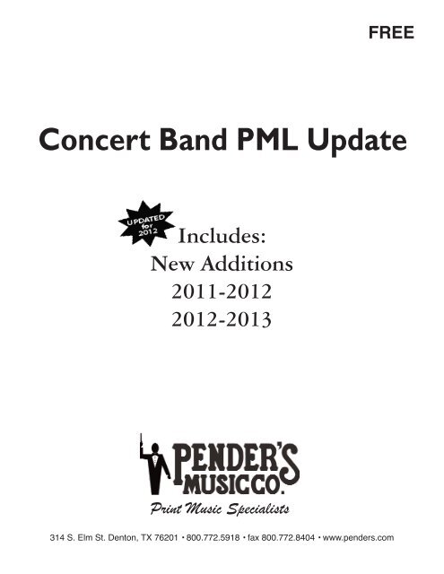 PML Concert Band Additions for 2012-2013