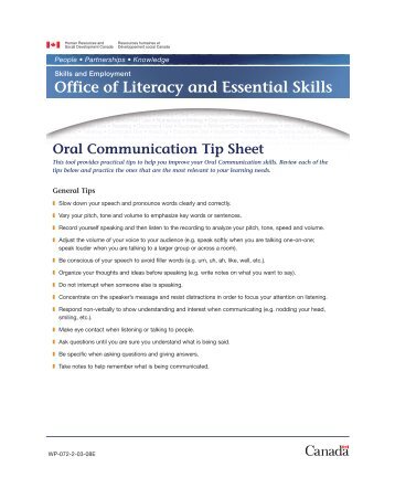 Oral Communication Tip Sheet - Human Resources and Skills ...