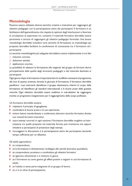 Progetto Just: manuale per i formatori - Save the Children Italia Onlus