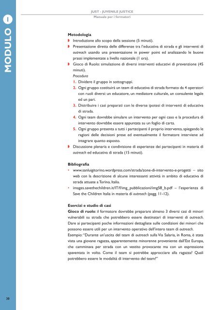 Progetto Just: manuale per i formatori - Save the Children Italia Onlus