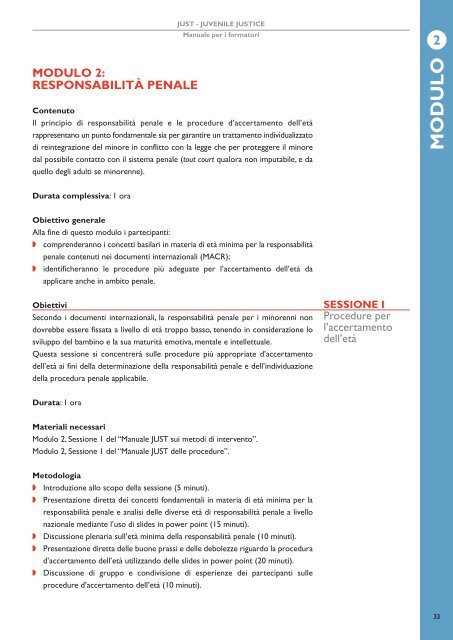 Progetto Just: manuale per i formatori - Save the Children Italia Onlus