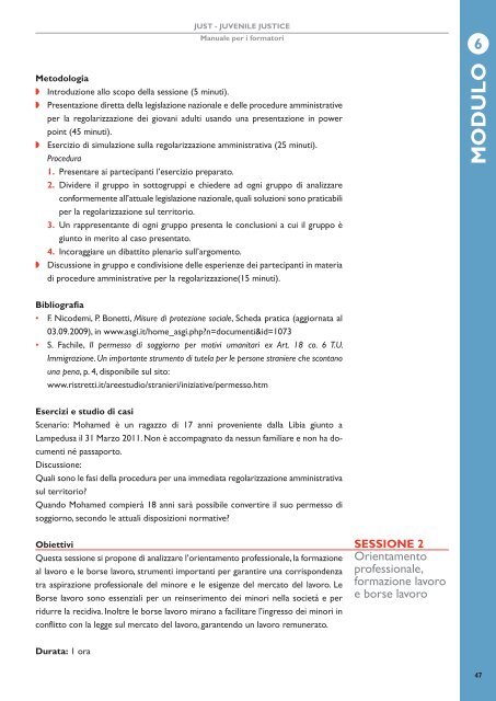 Progetto Just: manuale per i formatori - Save the Children Italia Onlus