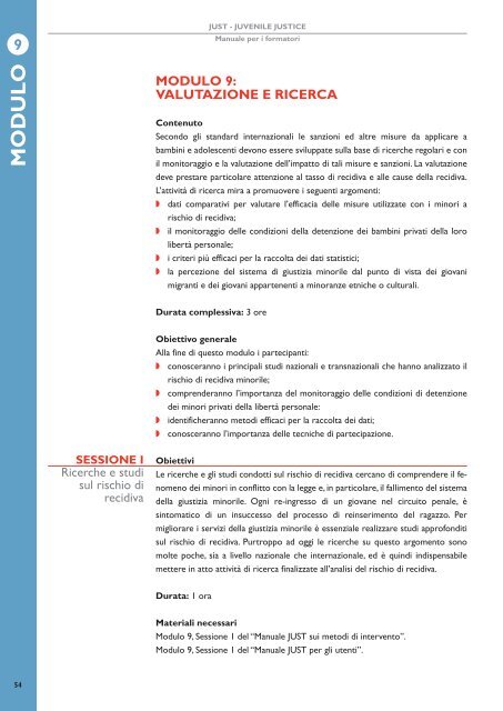 Progetto Just: manuale per i formatori - Save the Children Italia Onlus