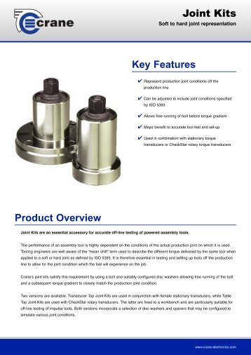 Joint Kits Key Features Product Overview - Crane Electronics