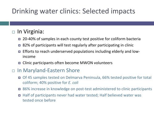 Mid-Atlantic Drinking Water/Master Well Owner Network