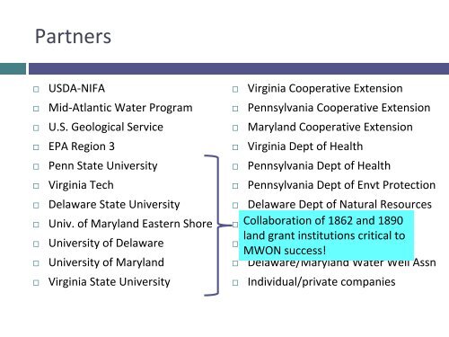 Mid-Atlantic Drinking Water/Master Well Owner Network