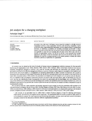 Job analysis for a changing workplace - YorkSpace - York University