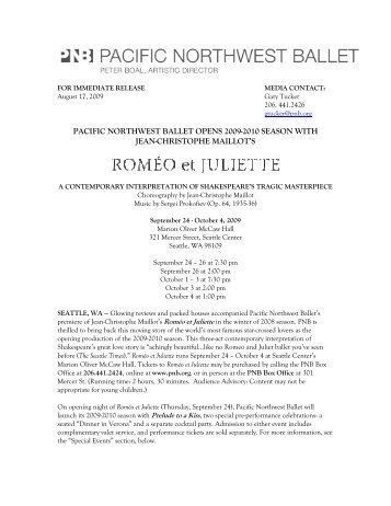 pacific northwest ballet opens 2009-2010 season with jean