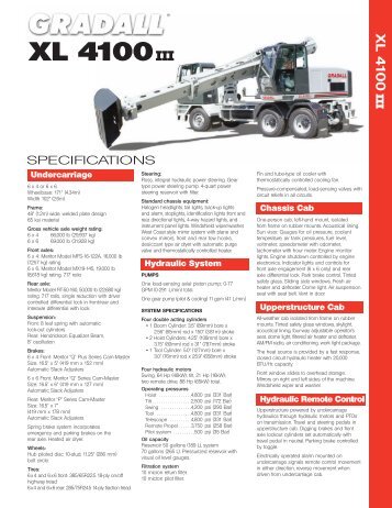 Gradall XL4100 III Excavators Spec Sheet - Highway Equipment