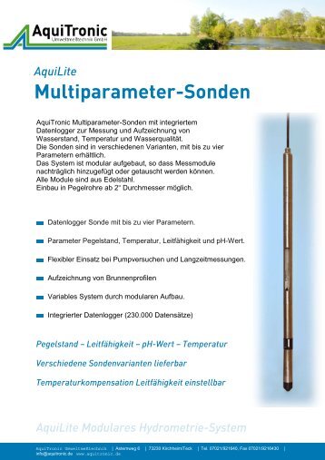 Pegelstand - LeitfÃ¤higkeit - pH-Wert - Aquitronic