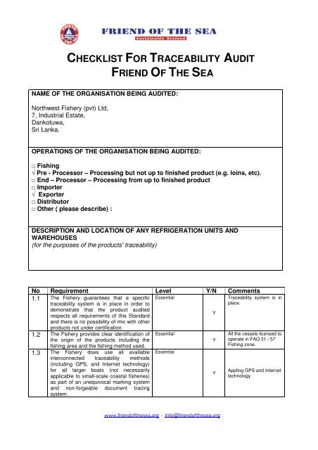 download audit report - Friend of the Sea