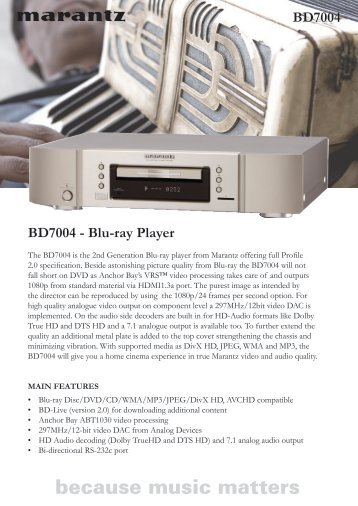 BD7004 - Blu-ray Player BD7004 - Reference Audio