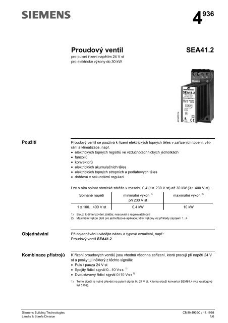 4936 Proudový ventil SEA41.2 - MarInfo