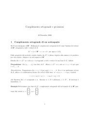 Complemento ortogonale e proiezioni - Sezione di Matematica