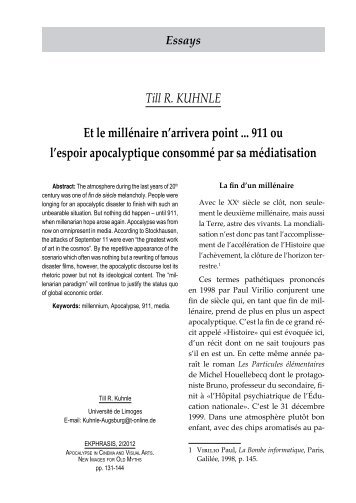 Till R. KUHNLE Et le millénaire n'arrivera point ... 911 ou ... - Ekphrasis