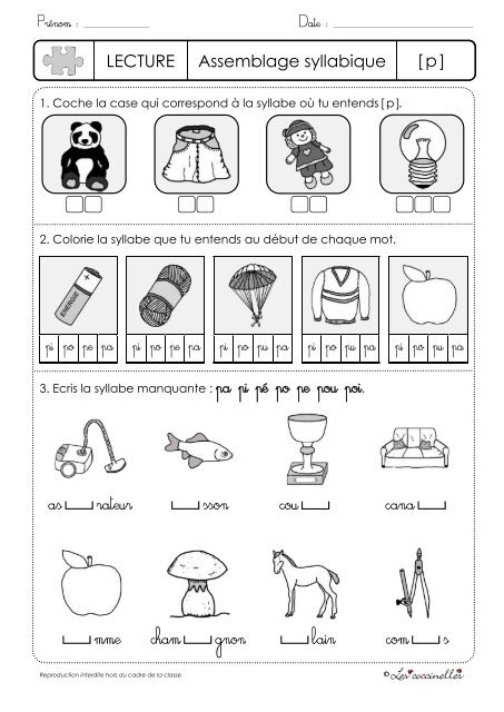 LECTURE Assemblage syllabique [p] - Les coccinelles