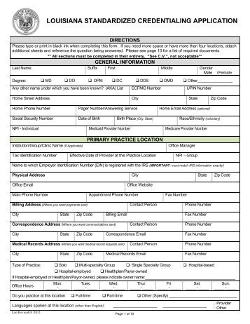 louisiana standardized credentialing application - MultiPlan