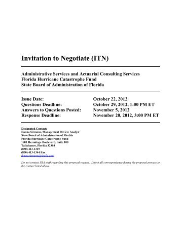 Invitation to Negotiate (ITN) - Florida State Board of Administration