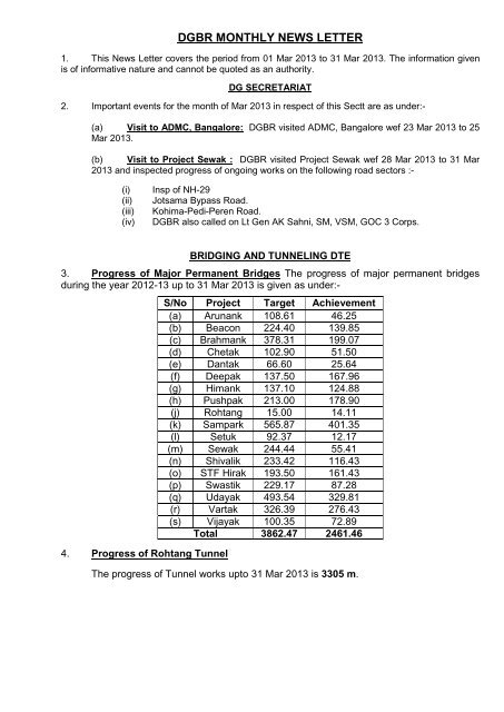 DGBR MONTHLY NEWS LETTER - Bro.nic.in