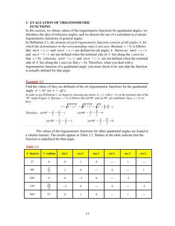 Section 3: Evaluation of Trig Functions