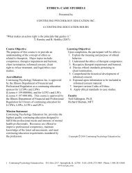 Ethics: Case Studies I - Continuing Psychology Education
