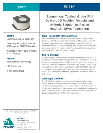 IMU-HG Datasheet - Canal Geomatics