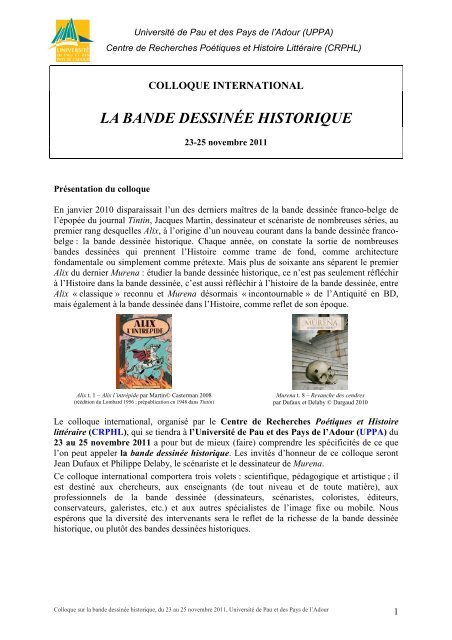 la bande dessinÃ©e historique - Centre de recherche en poÃ©tique et
