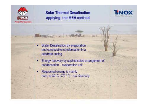 Solar Thermal driven Water Desalination for Remote Areas i using