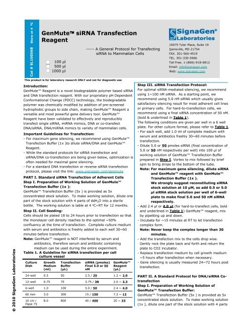 Protocol for siRNA Transfection - Tebu-Bio