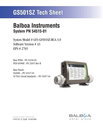 54515-01, GS5-GS501SZ-RCA-3.0. - Balboa Direct