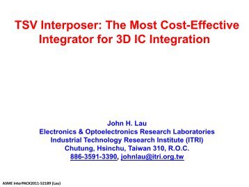 TSV Interposer: The Most Cost-Effective Integrator for 3D ... - Sematech